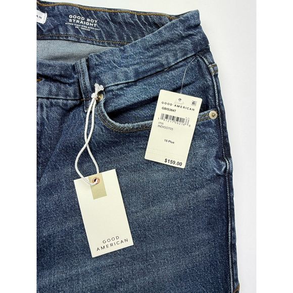 Good American Good Boy Split Hem High Waisted Straight Leg Jeans 15 Plus - Picture 6 of 11